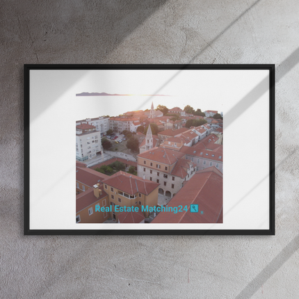 Roof Sunset View Framed canvas with realestatematching24 with key Logo