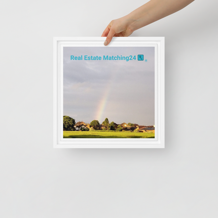 The Rainbow Sinari Framed canvas with Real Estate Matching24 Logo