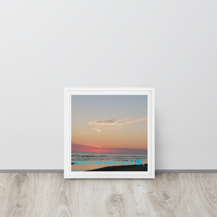 Sunset Sinari Framed canvas with Real Estate Matching24 Logo