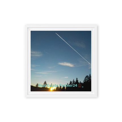 Attractive Sunset Sinari Framed canvas with realestatepartner24 with house Logo