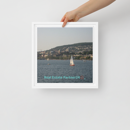 Beautiful River & Hills Sinari Framed canvas with realestatepartner24 with house Logo