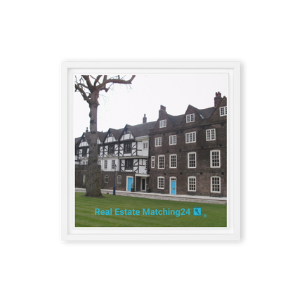 Beautiful Palace Framed canvas with realestatematching24 with key Logo