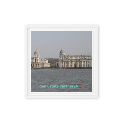 Riverside Beauty Framed canvas with realestatepartner24 with house Logo