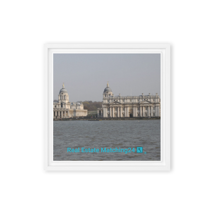 Riverside Beauty Park Framed canvas with realestatematching24 with key Logo