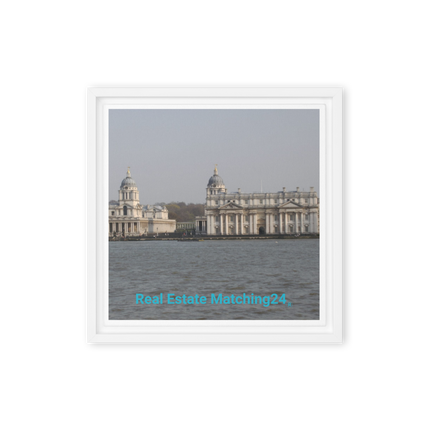 Riverside Beauty Framed canvas with realestatematching24 without key Logo