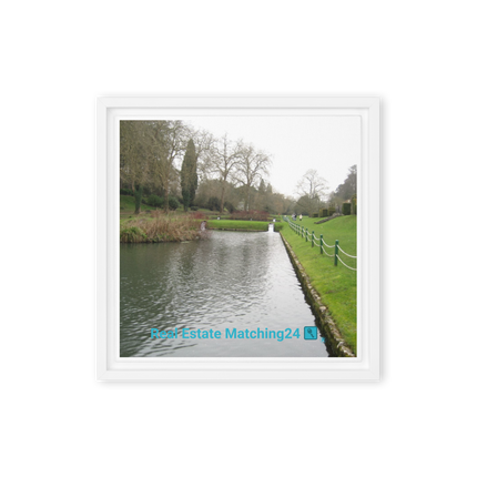 Lakeside Beauty Framed canvas with realestatematching24 with key Logo