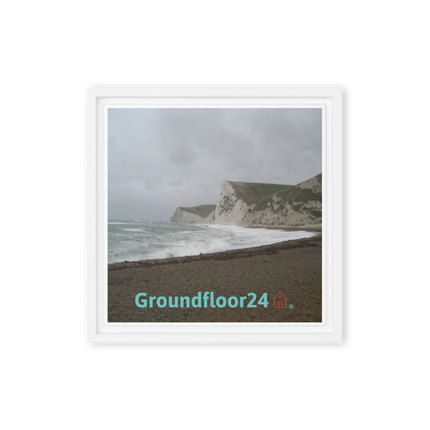 Waves and Sand Framed canvas with Groundfloor24 with House Logo