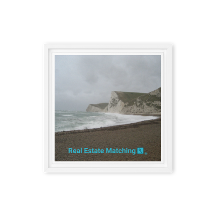 Waves and Sand Framed canvas with realestatematching with key Logo