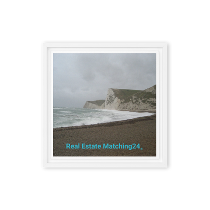 Waves and Sand Framed canvas with realestatematching24 without key Logo