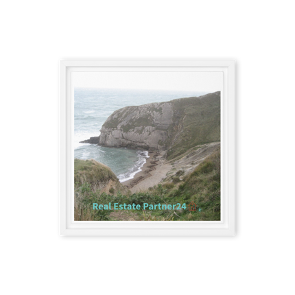Sea & Hills Framed canvas with realestatepartner24 with house Logo