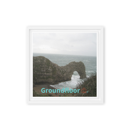 Coastal Escape Framed canvas with Groundfloor with House Logo