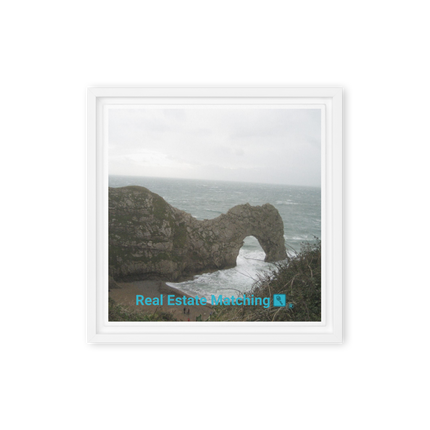 Coastal Escape Framed canvas with realestatematching with key Logo