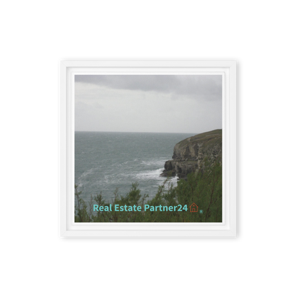 Seaside Serenity Framed canvas with realestatepartner24 with house Logo