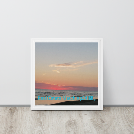 Sunset Sinari Framed canvas with Real Estate Matching24 Logo