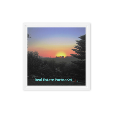 Beautiful Sunset Sinari Framed canvas with realestatepartner24 with house Logo