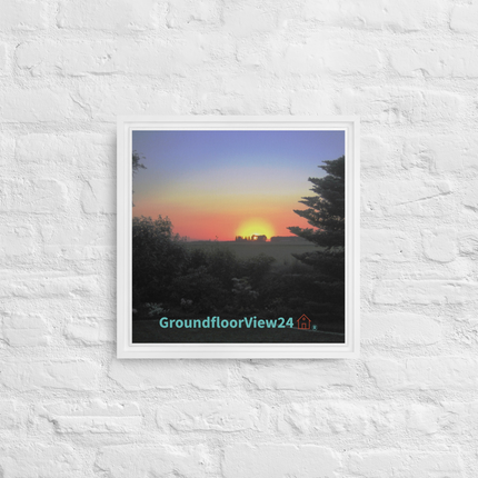 Beautiful Sunset Sinari Framed canvas with groundfloorview24 with House Logo