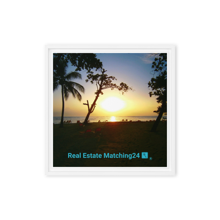 Beautiful Sea View Framed canvas with realestatematching24 with key Logo