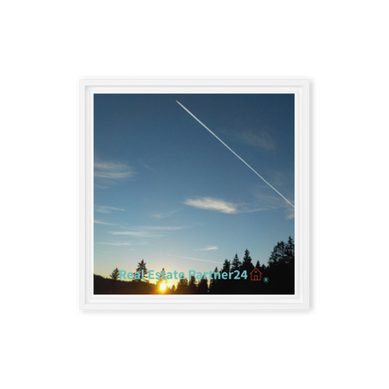 Attractive Sunset Sinari Framed canvas with realestatepartner24 with house Logo