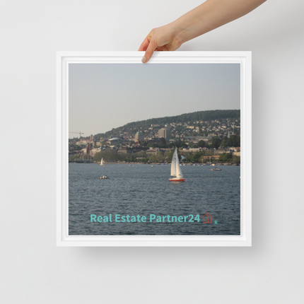 Beautiful River & Hills Sinari Framed canvas with realestatepartner24 with house Logo