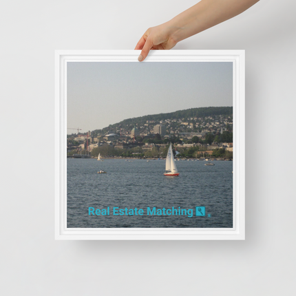 Beautiful River & Hills Sinari Framed canvas with realestatematching with key Logo
