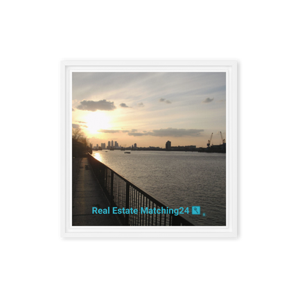 Awesome River View Framed canvas with realestatematching24 with key Logo