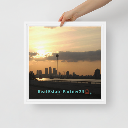 Majestic Sunset Framed canvas with realestatepartner24 with house Logo