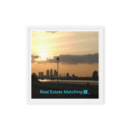 Majestic Sunset Framed canvas with realestatematching with key Logo