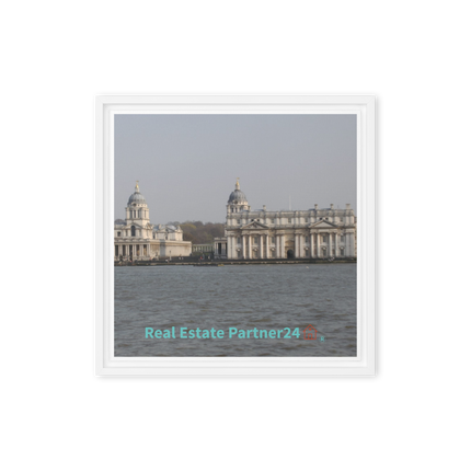Riverside Beauty Framed canvas with realestatepartner24 with house Logo