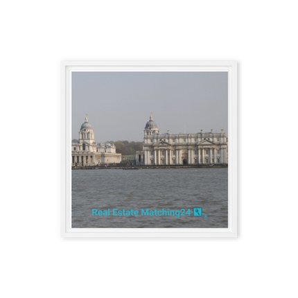 Riverside Beauty Park Framed canvas with realestatematching24 with key Logo