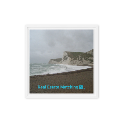 Waves and Sand Framed canvas with realestatematching with key Logo
