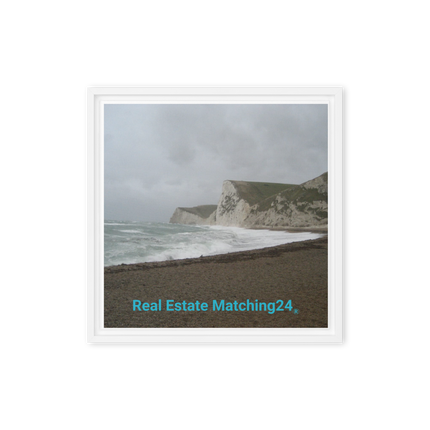 Waves and Sand Framed canvas with realestatematching24 without key Logo