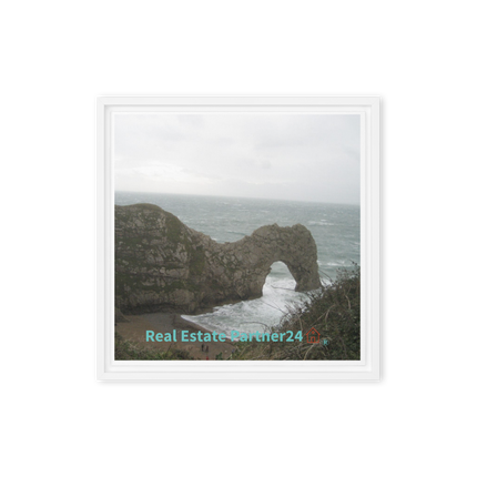 Coastal Escape Framed canvas with realestatepartner24 with house Logo