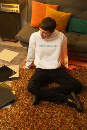Unisex essential eco hoodie with Groundfloor24 Logo