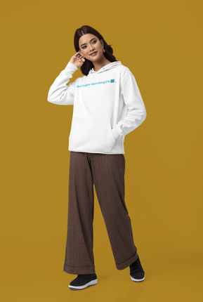 Unisex pullover hoodie with Real Estate Matching24 Logo
