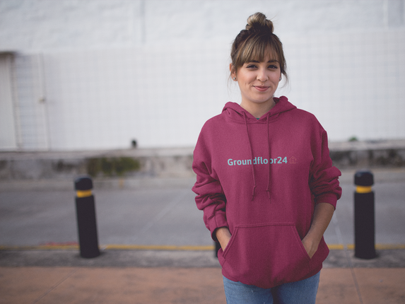 Unisex basic zip hoodie with Groundfloor24 Logo