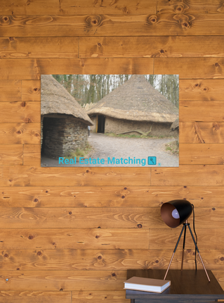 Village Charm Thin canvas with realestatematching with key Logo