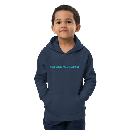 Kids eco hoodie with Real Estate Matching24 Logo