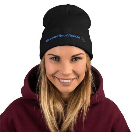 Embroidered Beanie GroundfloorView24 with Logo.