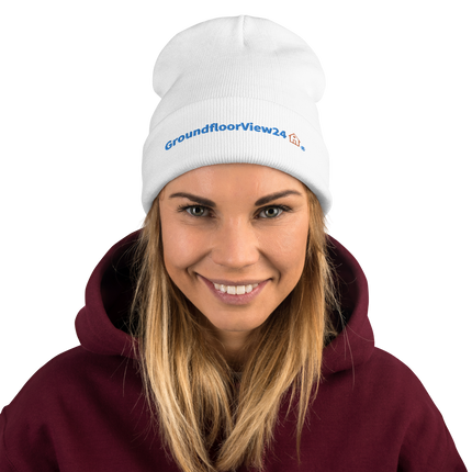 Embroidered Beanie GroundfloorView24 with Logo.