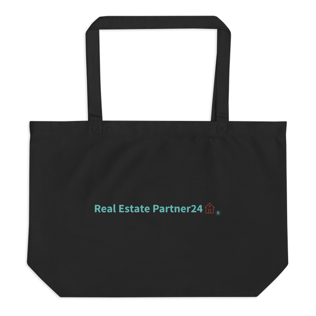 Large organic tote bag with Real Estate Partner24 Logo