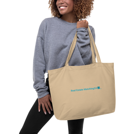 Large organic tote bag with Real Estate Matching24 Logo