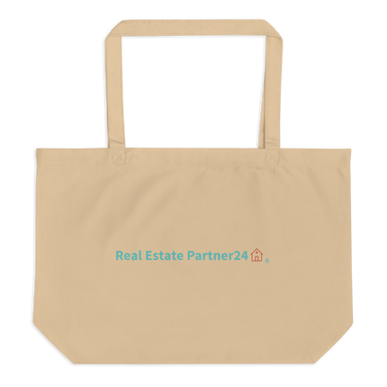 Large organic tote bag with Real Estate Partner24 Logo