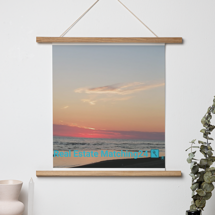 Sunset Sinari Framed canvas with Real Estate Matching24 Logo