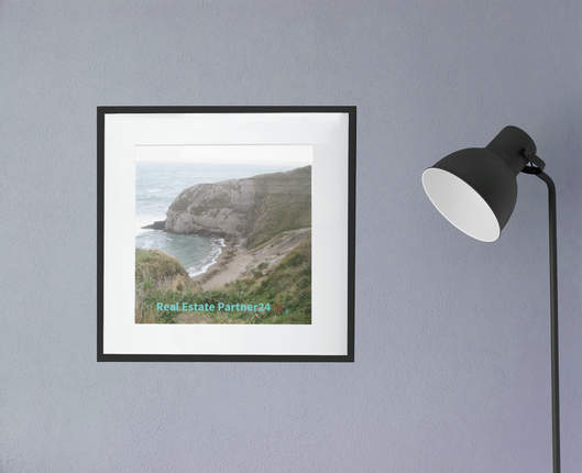 Sea & Hills Canvas with realestatepartner24 with house Logo