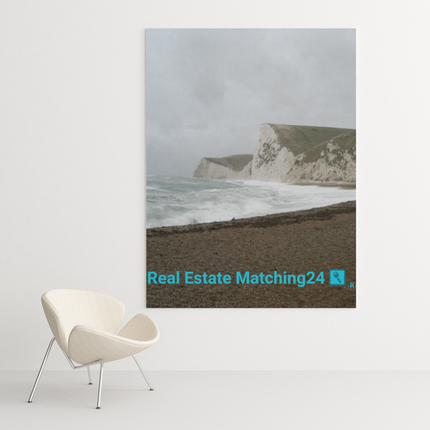 Waves and Sand Canvas with realestatematching24 with key Logo