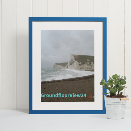 Waves and Sand Framed poster with groundfloorview24 with House Logo