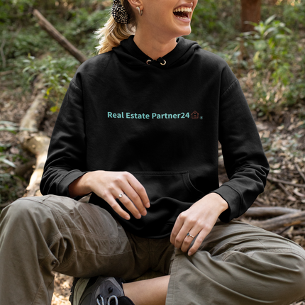 Unisex basic zip hoodie with Real Estate Partner24 Logo