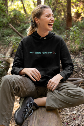 Unisex basic zip hoodie with Real Estate Partner24 Logo