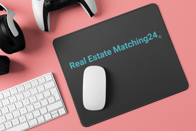Gaming mouse pad with Real Estate Matching24 Logo