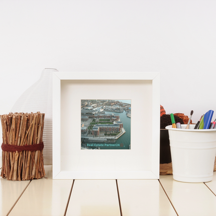Nice City Framed canvas with realestatepartner24 with house Logo